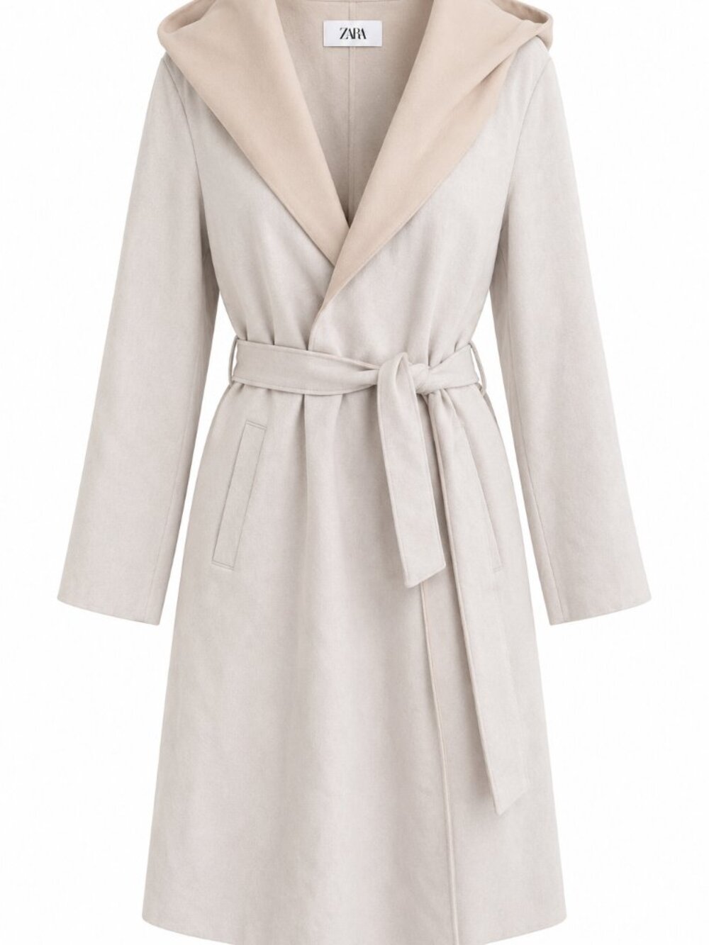 NWOT Zara Ivory Cream Plush Hooded Robe Pink Midi Dress